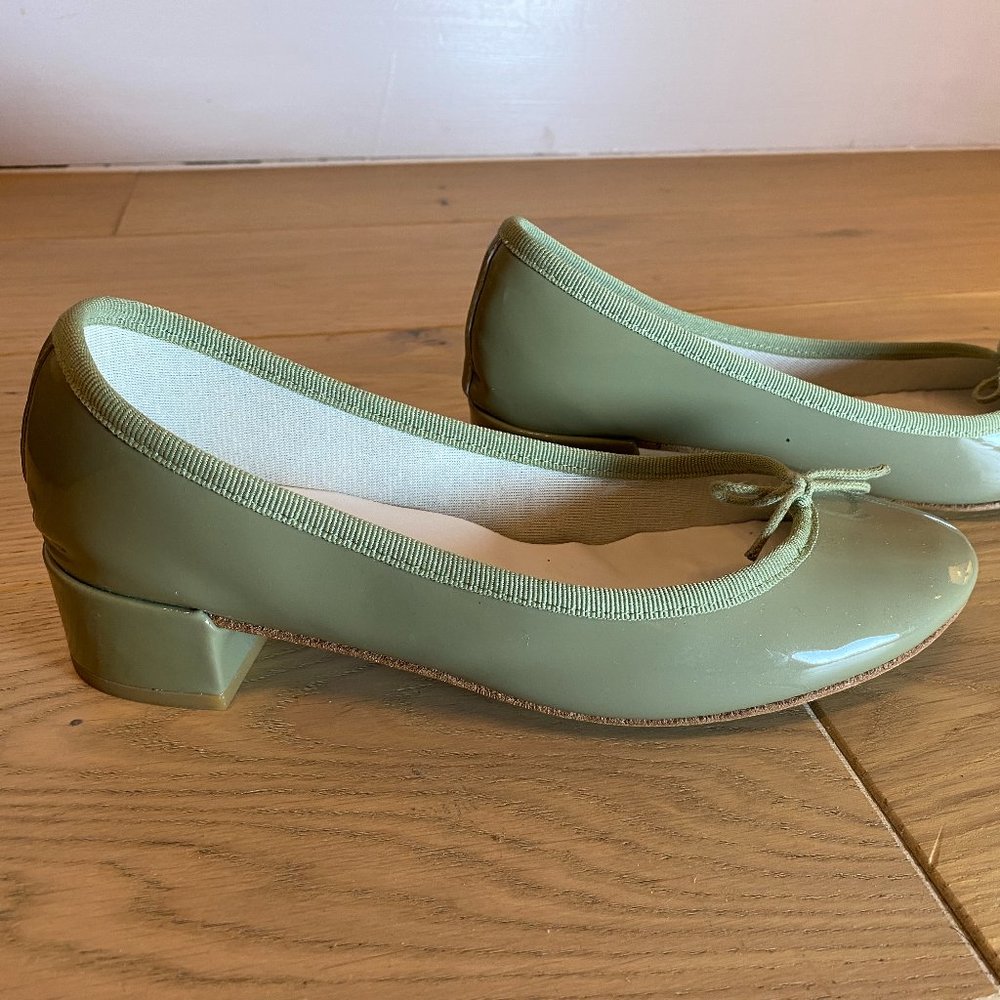 Repetto Green Patent Ballerina Heels (Size 37) - Pre Owned with Box